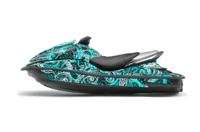 Kawasaki 250X 260X 260LX Jet Ski Graphics Kit (2007-2012) - Psycho Kraken Teal Design