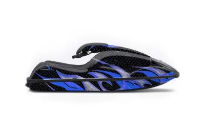 Kawasaki 750 SX / SXR Jet Ski Graphics Kit (1992-1998) - Tribal Flames Blue Design