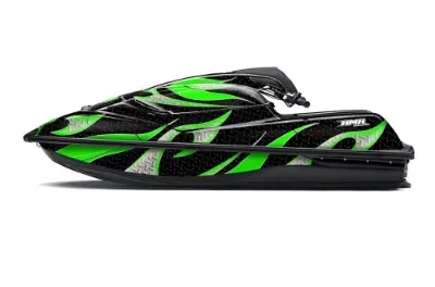 Kawasaki SX-R SXR JS1500 Jet Ski Graphics Kit (2017-2020) - Tribal Flames Green Design