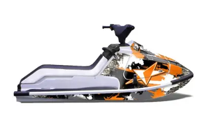 Kawasaki X2 650 Jet Ski Graphics Kit (1986-1995) - Street Star Orange Design