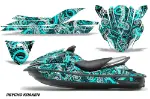 Kawasaki 250X 260X 260LX Jet Ski Graphics Kit (2007-2012) - Psycho Kraken Teal Design 0