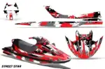 Kawasaki Sport Tourer 1100 STX Jet Ski Graphics Kit (1997-1999) - Street Star Red Design 0