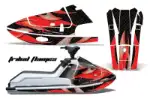 Kawasaki X2 650 Jet Ski Graphics Kit (1986-1995) - Tribal Flames Red Design 0