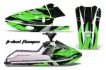 Kawasaki X2 650 Jet Ski Graphics Kit (1986-1995) - Tribal Flames Green Design 0