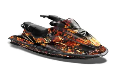 Sea Doo Bombardier GTX Siege Avant Jet Ski Graphics Kit (1996-1999) - Firestorm Black Design