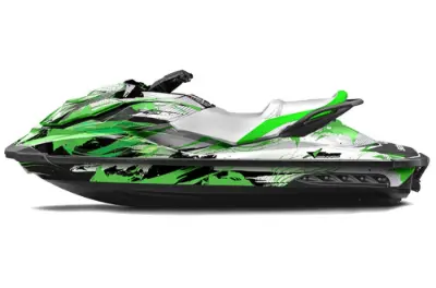 Sea Doo GTI / GTR / GTS Sitdown Jet Ski Graphics Kit (2011-2019) - Carbon X Green Design