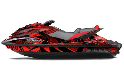 Sea Doo GTI / GTR / GTS Sitdown Jet Ski Graphics Kit (2011-2019) - Conspiracy Red Design