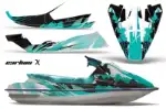 Sea Doo Bombardier GTS Jet Ski Graphics Kit (1992-1997) - Carbon X Teal Design 0