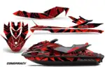 Sea Doo GTI / GTR / GTS Sitdown Jet Ski Graphics Kit (2011-2019) - Conspiracy Red Design 0