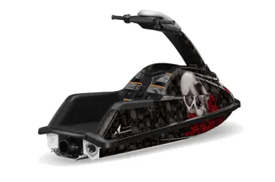 Yamaha Superjet Freestyle Jet Ski (Round Nose) Graphics Kit (All Years) - Bone Collector Black Design