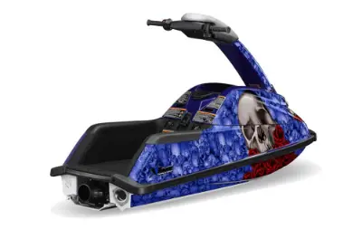 Yamaha Superjet Freestyle Jet Ski (Round Nose) Graphics Kit (All Years) - Bone Collector Blue Design