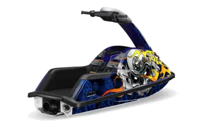 Yamaha Superjet Freestyle Jet Ski (Round Nose) Graphics Kit (All Years) - Motorhead Blue Design