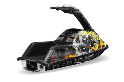 Yamaha Superjet Freestyle Jet Ski (Round Nose) Graphics Kit (All Years) - Motorhead Black Design