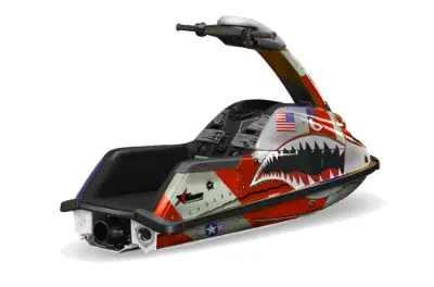 Yamaha Superjet Freestyle Jet Ski (Round Nose) Graphics Kit (All Years) - P40 Warhawk Red Design